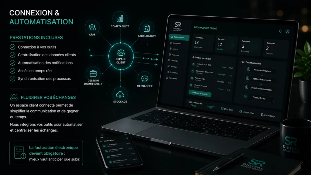 Application connectée espaces clients donnees automatisation centraliser automatiser