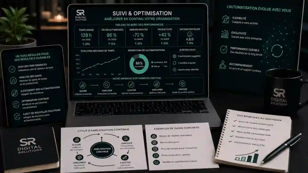 Automatisation activités administratives suivi optimisation amelioration continue